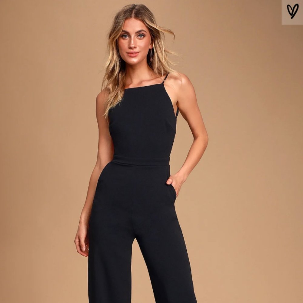 Lulu's Something to Behold Black Jumpsuit